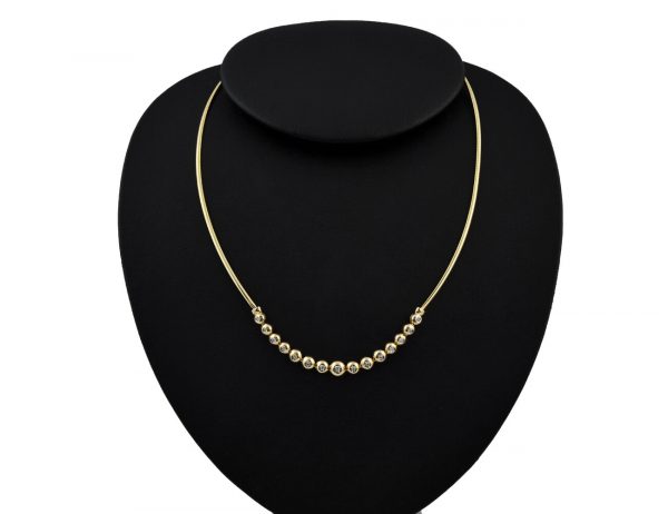 Kette 585/000 14 K Gelbgold Collier 15 Brillanten zus. 0,15 ct, 41 cm lang