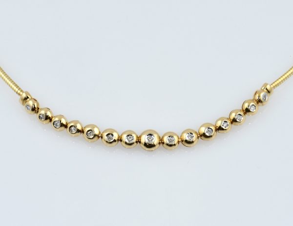 Kette 585/000 14 K Gelbgold Collier 15 Brillanten zus. 0,15 ct, 41 cm lang