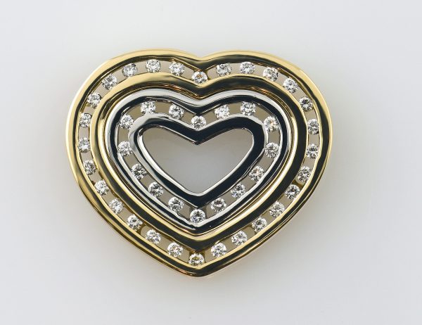 Diamant 585 Pendant, 14K Yellow Gold/White Gold, 43 Brilliant-Cut Diamonds, Total 0.50 ct