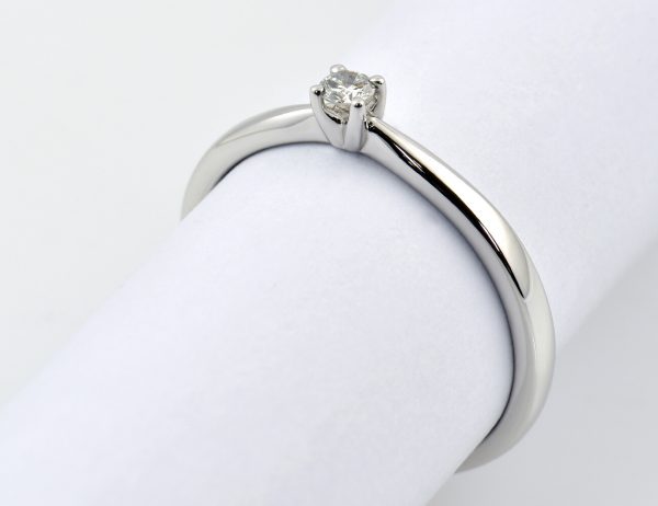 Solitär Diamant Ring 585/000 14 K Weißgold Brillant 0,08 ct