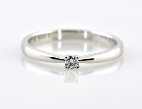 Solitär Diamant Ring 585/000 14 K Weißgold Brillant 0,08 ct