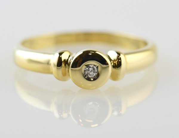 Diamant Solitär Ring 750 18 K Gelbgold Brillant 0,03 ct
