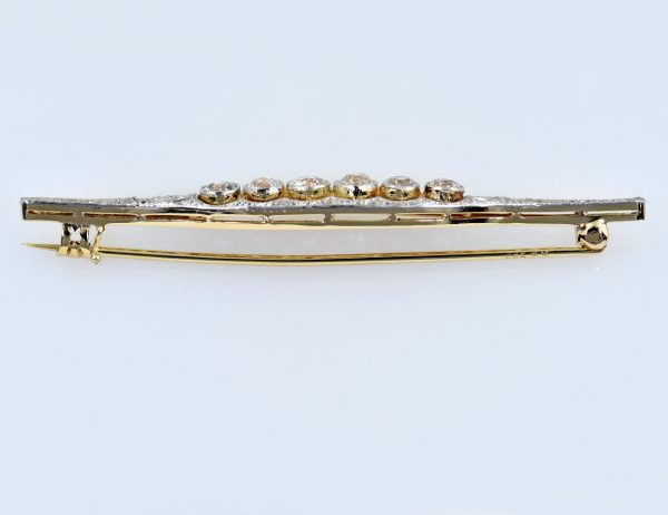 Antike Brosche 585/000 14 K Gelbgold 30 Diamanten zus. 1,40 ct