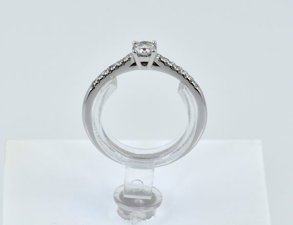 Solitär Diamant Ring 585/000 14 K Weißgold 15 Brillanten zus. 0,35 ct