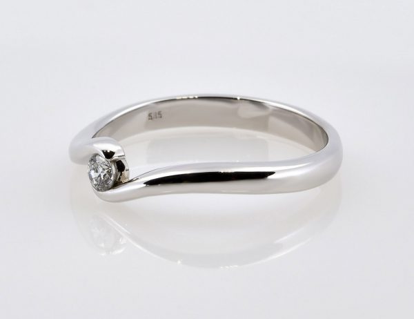 Solitär Diamant Ring 585/000 14 K Weißgold Brillant 0,09 ct