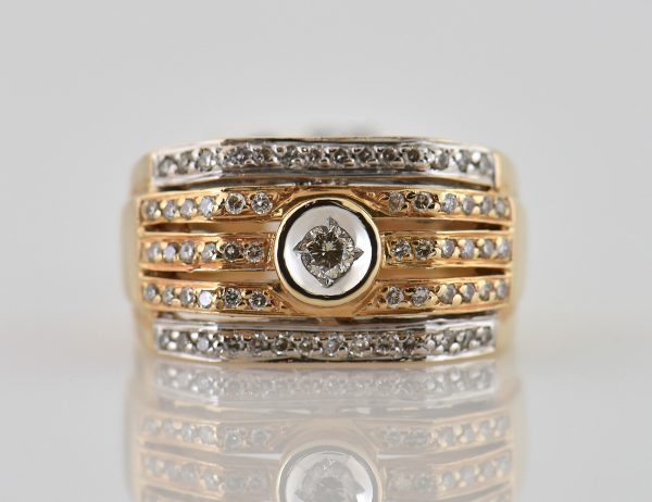 Diamant Ring 585/000 14 K Gelbgold 65 Diamanten zus. 0,65ct