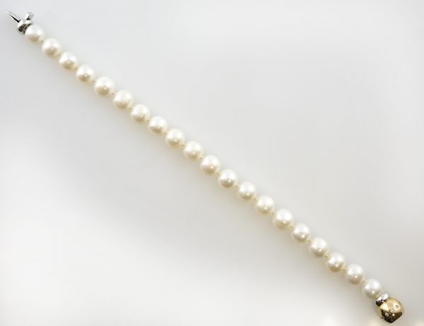 Perlen Armband 21,5 cm 585/000 14 K Gelbgold 12 Diamanten zus. 0,12 ct