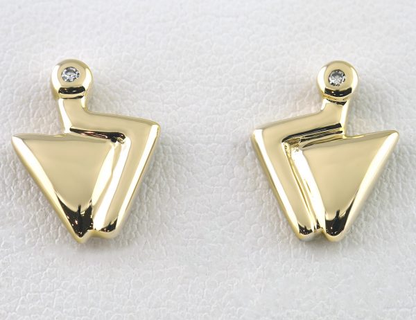 Ohrstecker 585/000 14 K Gelbgold, 2 Diamanten zus. 0,02 ct