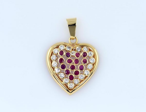Anhänger Herz Rubin 585/000 14 K Gelbgold Zirkonia