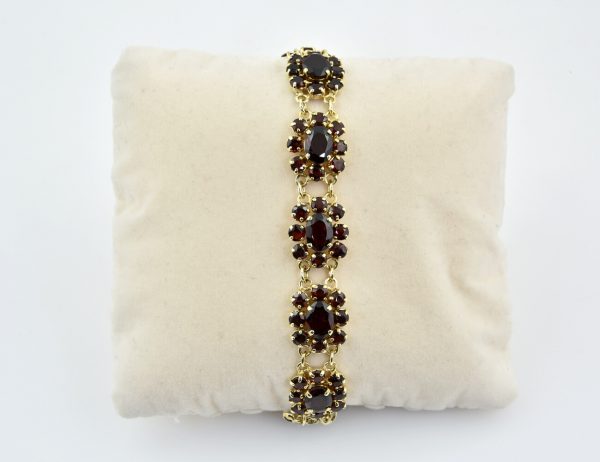 Granat Armband 333/000 8 K Gelbgold, 19 cm lang