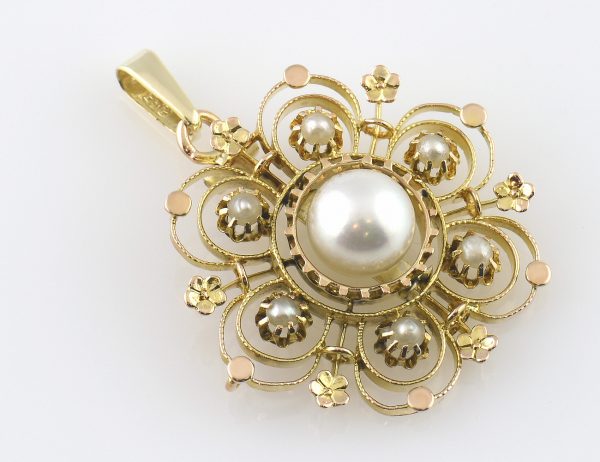 Anhänger 7 Perlen 585/000 14 K Gelbgold