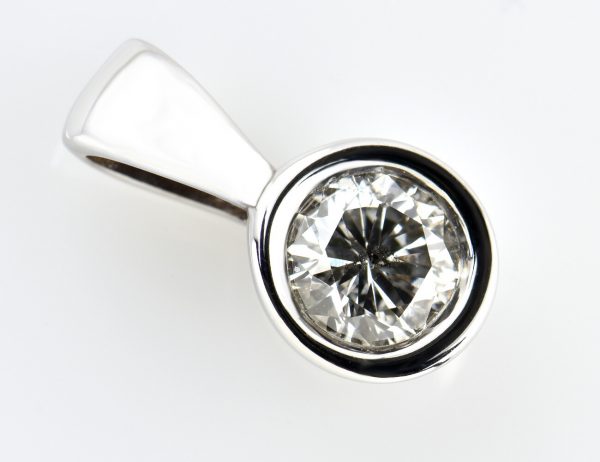 Diamant Solitär Anhänger 585/000 14 K Weißgold 1 Brillant  0,43 ct