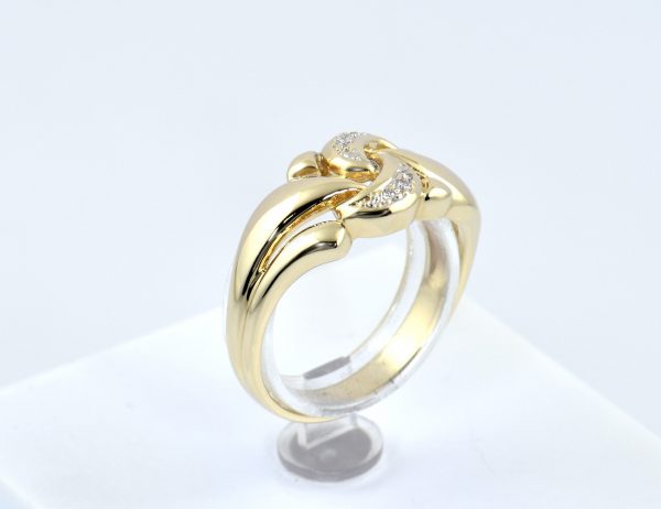 Bague en diamant 585/000, or jaune 14 carats, 6 diamants totalisant 0,05 ct