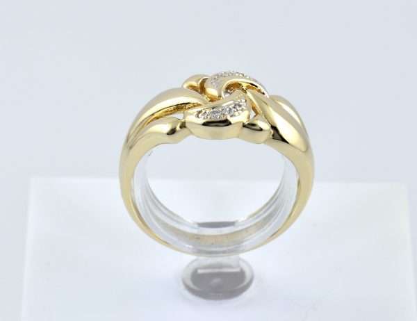 Bague en diamant 585/000, or jaune 14 carats, 6 diamants totalisant 0,05 ct