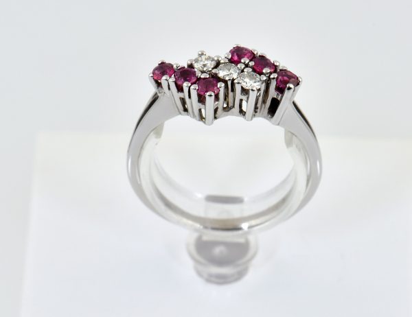 Rubin Diamant Ring 585/000 14 K Weißgold 3 Brillanten zus. 0,15 ct