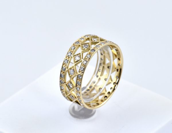 Diamant Ring 585/000 14 K Gelbgold 135 Diamanten zus. 1,40 ct