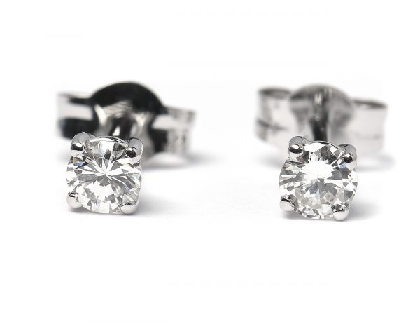 Solitär Brillant Ohrstecker Ohrringe 585 14K Weißgold, 2 Diamanten zus. 0,367 ct