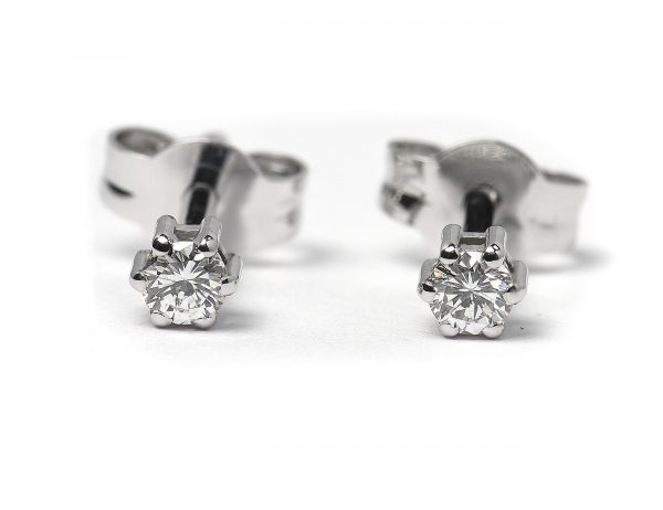 Solitär Brillant Ohrstecker Ohrringe 585 14 K Weißgold, 2 Diamanten zus. 0,32 ct