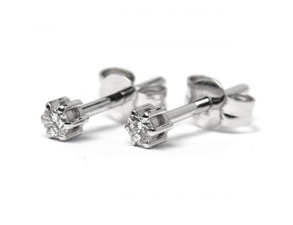 Solitär Brillant Ohrstecker Ohrringe 585 14 K Weißgold, 2 Diamanten zus. 0,32 ct