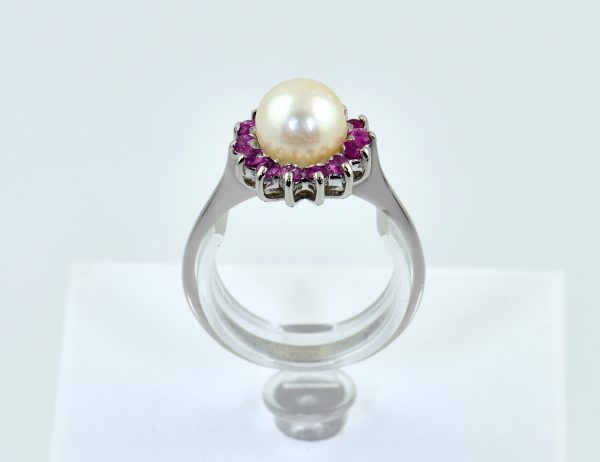 Ring Akoyaperle Rubin 585/000 14 K Weißgold