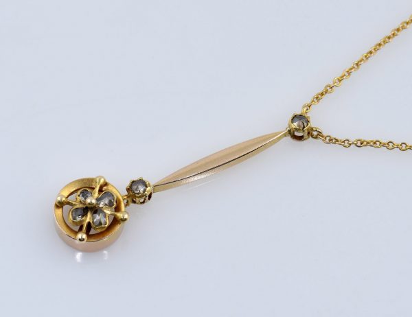 Kette 585/000 14 K Gelbgold Collier 6 Diamanten zus. 0,10 ct, 45 cm lang