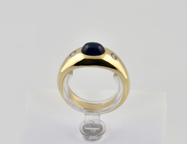 Saphir Diamant Ring 585/000 14 K Gelbgold 2 Brillanten zus. 0,10 ct