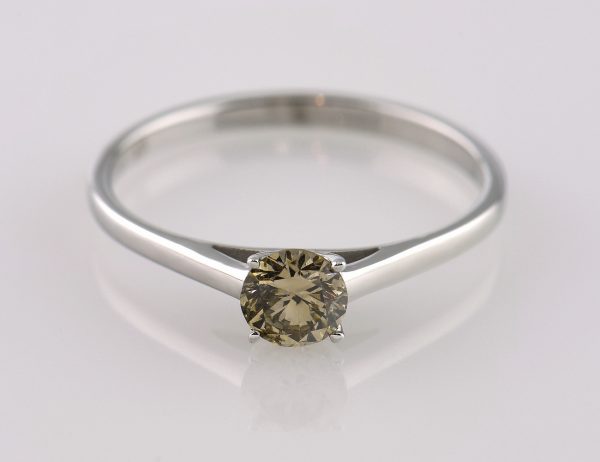 Solitaire Diamond Ring 585/000 14K White Gold, 0.54 ct Brilliant-Cut Diamond