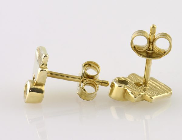 Stud earrings 585/000 14K yellow gold, 2 brilliant-cut diamonds totaling 0.06 ct