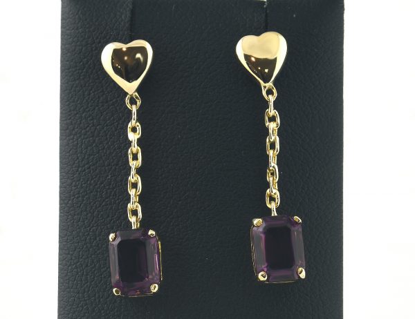 Ohrstecker Hänger Amethyst 585/000 14 K Gelbgold
