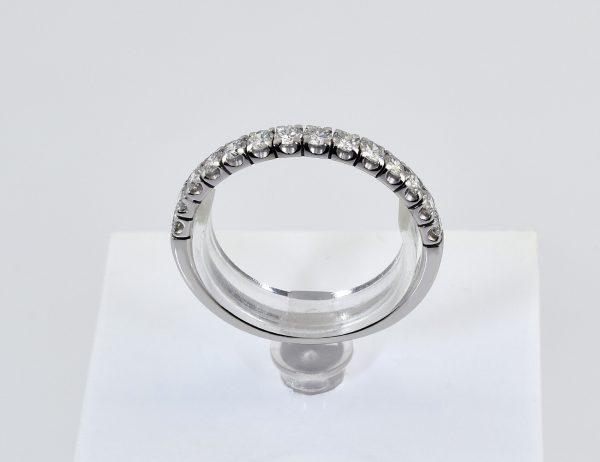 Memoire Diamond Ring 750/000 18K White Gold, 14 Brilliant-Cut Diamonds, Total 0.70 ct