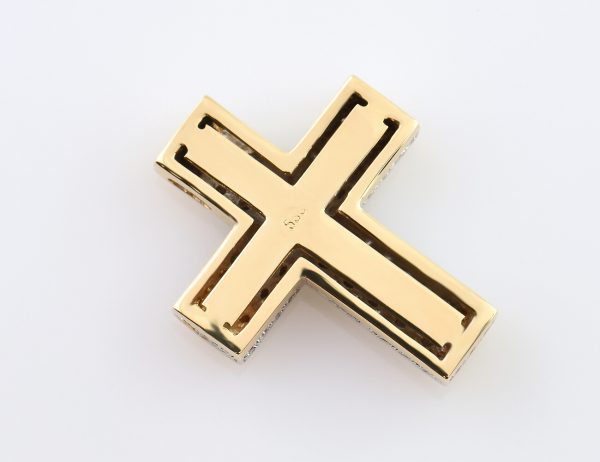 Anhänger Kreuz 585/000 14 K Gelbgold 47 Diamanten zus. 0,75 ct