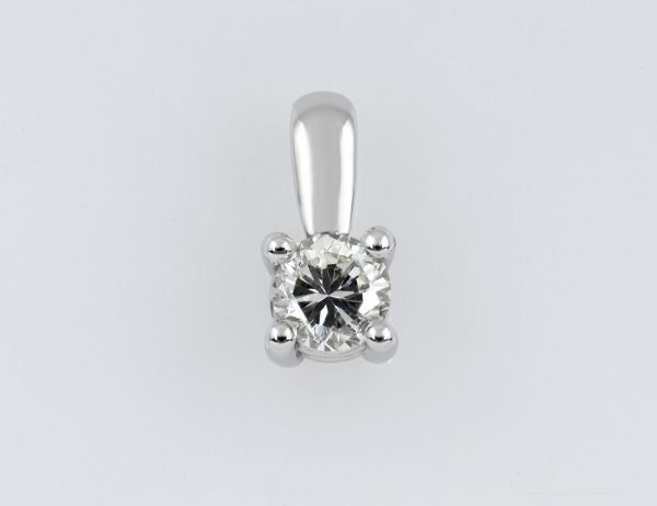 Diamant Solitär Anhänger 585/000 14 K Weißgold 1 Brillant  0,48 ct