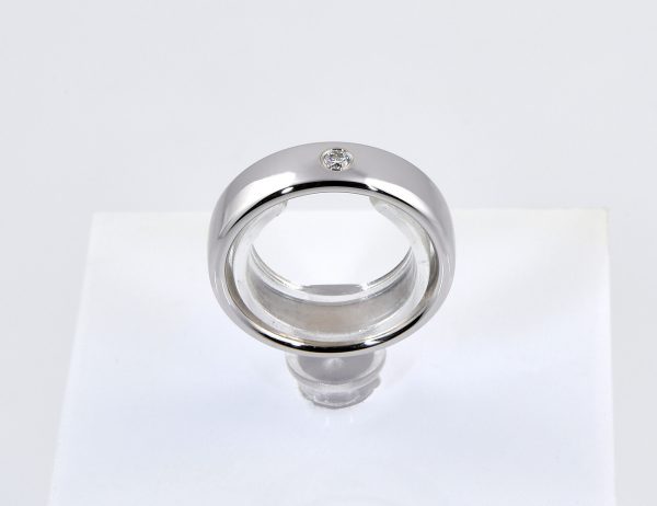 Diamant Ring 333/000 8 K Weißgold 1 Brillant 0,035 ct