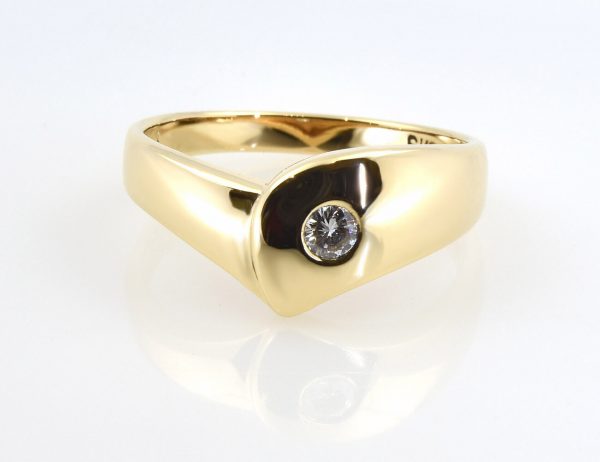 Diamant Ring 750/000 18 K Gelbgold 1 Brillant 0,13 ct