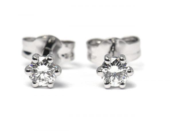Solitär Brillant Ohrstecker Ohrringe 585 14 K Weißgold, 2 Diamanten zus. 0,32 ct