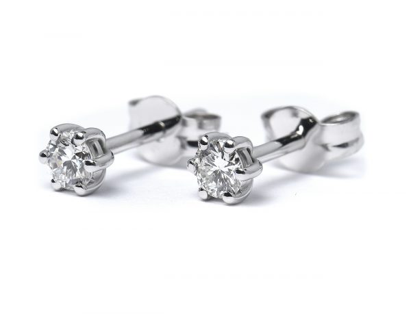 Solitär Brillant Ohrstecker Ohrringe 585 14 K Weißgold, 2 Diamanten zus. 0,32 ct