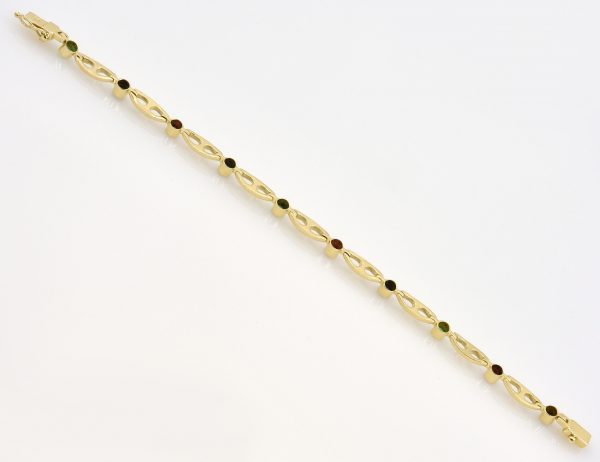 Armband 585/000 14 K Gelbgold Rubin, Saphir, Smaragd 18 cm