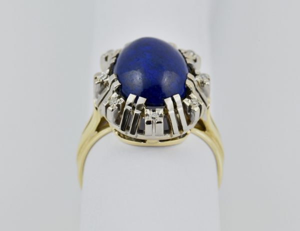 Lapis Lazuli Ring 585/000 14 K Gelbgold 8 Diamanten zus. 0,15 ct