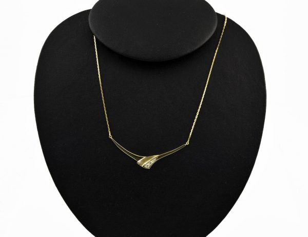 Kette 585/000 14 K Gelbgold Collier 3 Brillanten zus. 0,08 ct, 42 cm lang