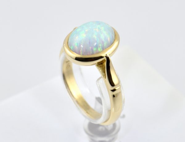 Ring Opal Synthese 585/000 14 K Gelbgold