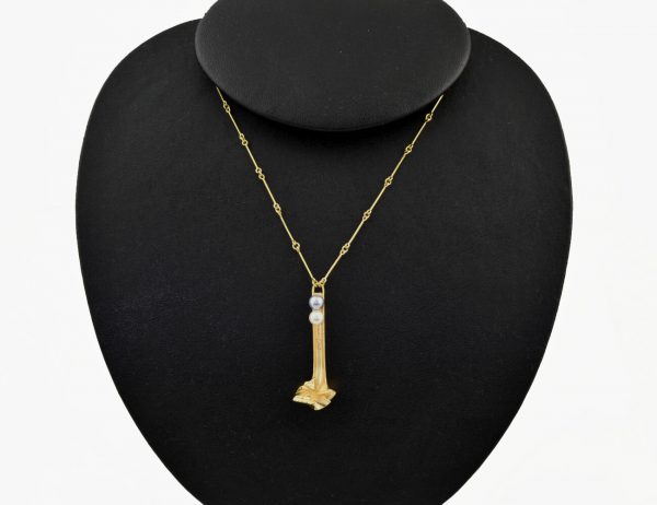 Lapponia Kette Collier 585/000 14 K Gelbgold 2 Perlen 50 cm
