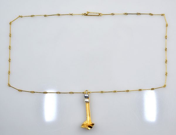 Lapponia Kette Collier 585/000 14 K Gelbgold 2 Perlen 50 cm