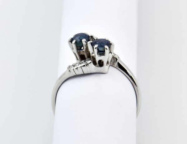 Saphir Diamant Ring 585/000 14 K Weißgold 6 Diamanten zus. 0,06 ct