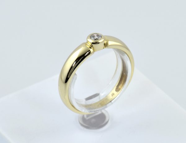 Diamant Solitär Ring 585/000 Gelbgold 14 K Brillant 0,10 ct