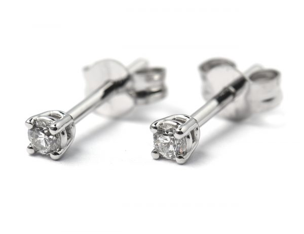 Solitär Brillant Ohrstecker Ohrringe 585 14 K Weißgold, 2 Diamanten zus. 0,15 ct