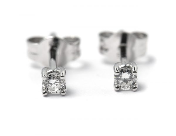 Solitär Brillant Ohrstecker Ohrringe 585 14 K Weißgold, Diamant total 0,16 ct