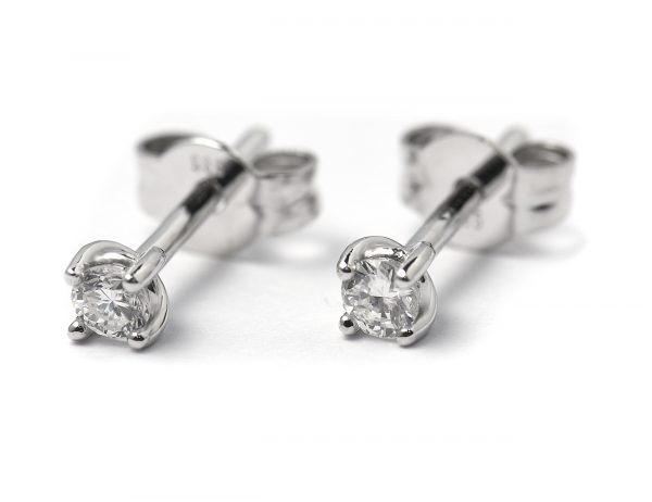 Solitär Brillant Ohrstecker Ohrringe 585 14 K Weißgold, Diamant total 0,16 ct
