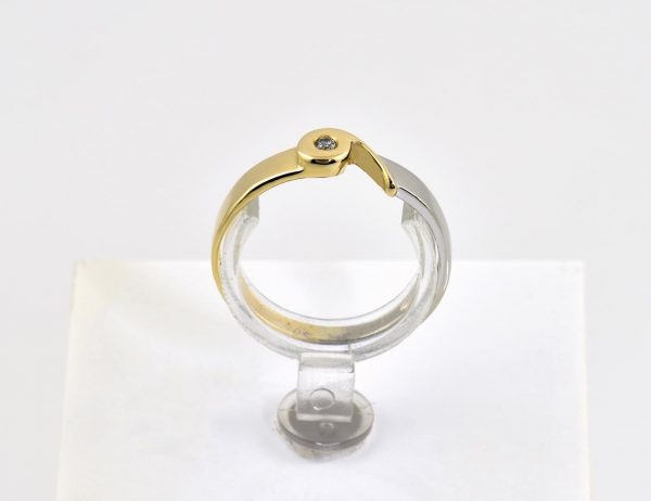 Diamant Solitär Ring 585/000 Gelb-/Weißgold 14 K Brillant 0,01 ct