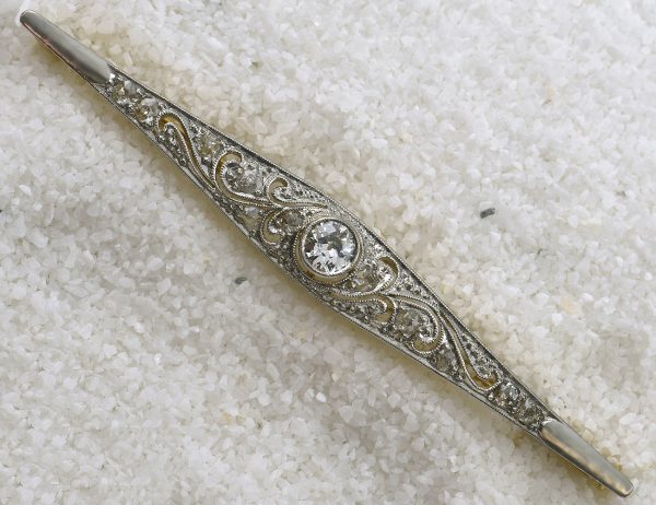Brosche 585 14 K Gelbgold mit 12 Diamanten zus. 0,40 ct