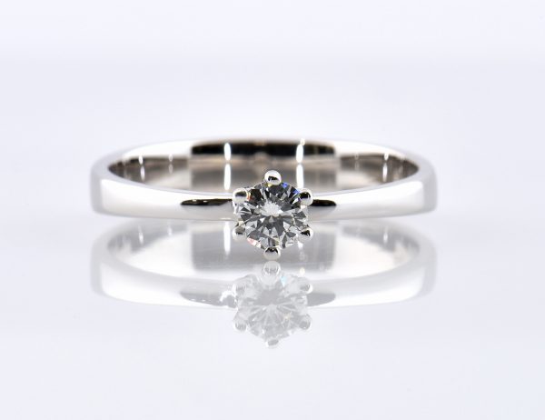 Solitär Diamant Ring 585/000 14 K Weißgold Brillant 0,20 ct
